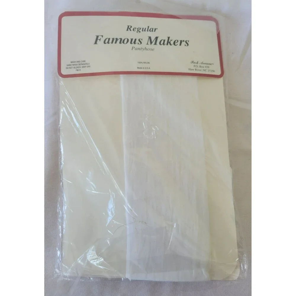 Famous Makers Pantyhose Womens Regular White Nylon Stockings Med/Tall 200298